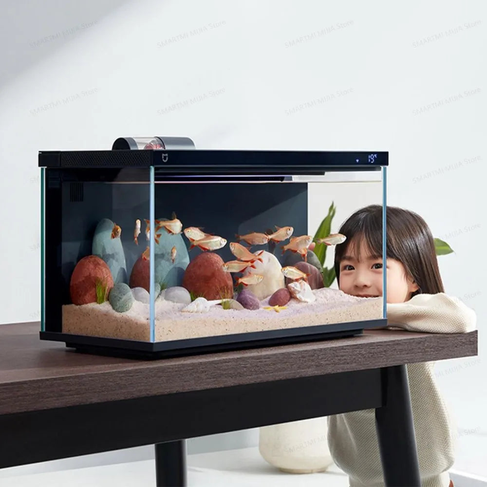 MIJIA Smart Fish Tank Aquariums,Remote Feeding, 5-Stage Filtration, LED Lighting, App-Controlled, CN Version With Adapter