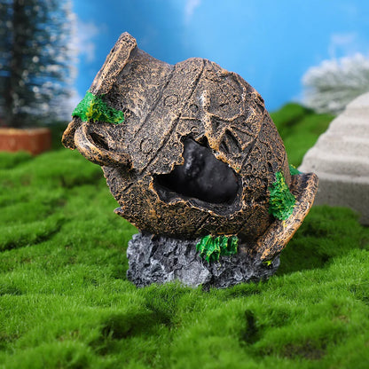 Sunken Broken Jar Aquarium Decoration. Resin Cave Hideout for Fish/ Shrimp Tank. Landscape Ornament for Shelter, Breeding and Spawning