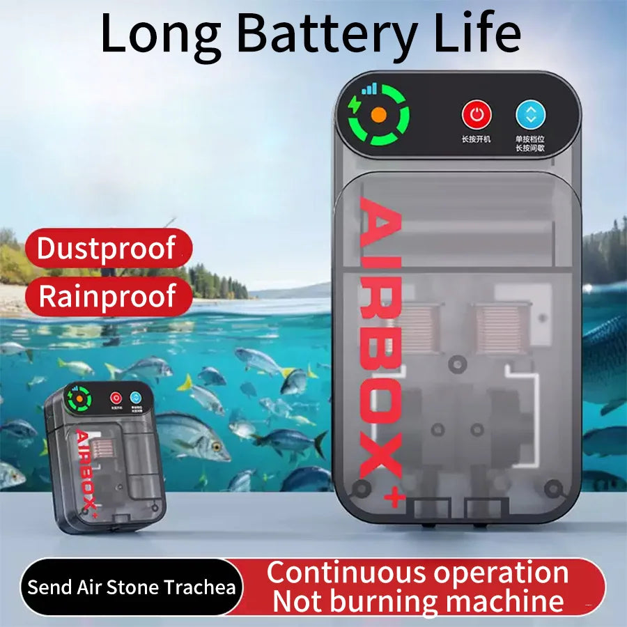 Aquarium Air Pump. Small Oxygen Pump, Lithium Battery, Magnetic Charging. Household, Outdoor. Waterproof & Portable. Silent