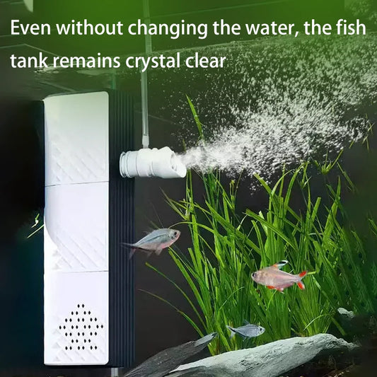 Silent Fish Tank Filters Water Purification Cycle. Three-In-One Built-In Small Aquarium Filtration System Oxygen Pump 25W