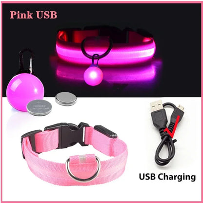 Usb Charging Glowing Collar With Pendant Detachable Luxury Led Light. For Small Dogs Cat Night Safety