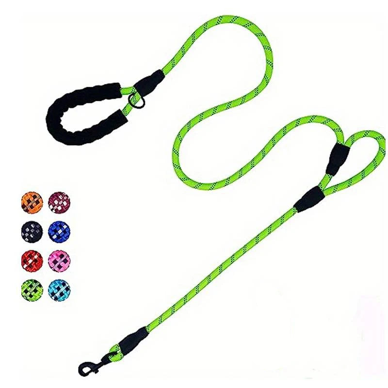 Rope Dog Leash, 6ft long, Padded Two Handle,Heavy Duty,Reflective Double Handles Lead for Control Safety Training,Leash