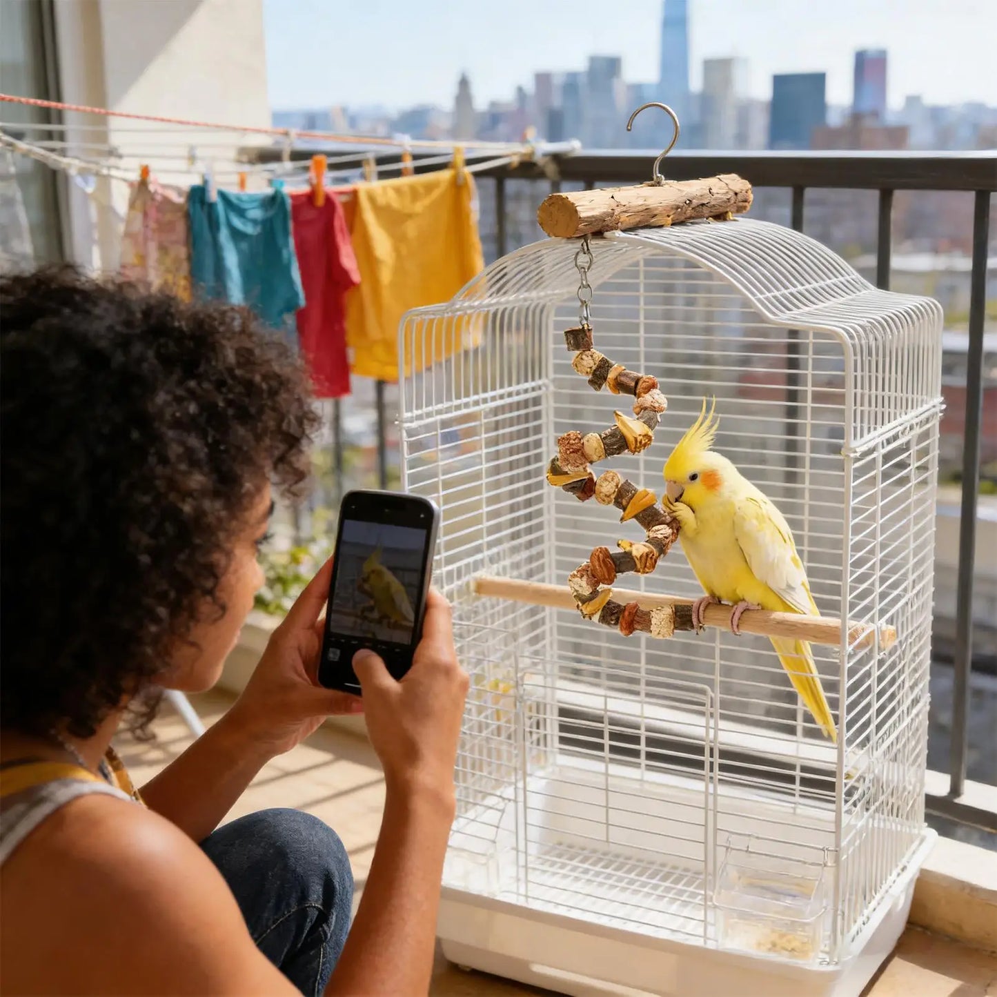 Bird Chew Toys. Natural Teething Game. Wood Cockatiel Toys For Gum Health. Small/Medium Lovebird Cage Accessories.