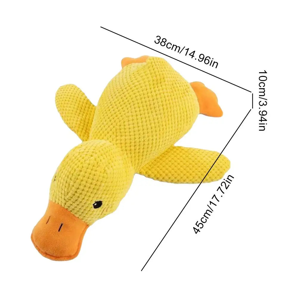 Duck dog toy, chew resistant, durable dog toy with quacking sound. teeth grinding relief. soft companion for small/large dog