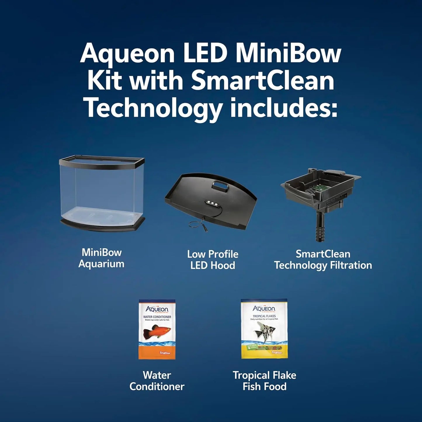 5 Gallon Small Aquarium Fish Tank Kit with LED Light and Easy-Clean Filter, Black