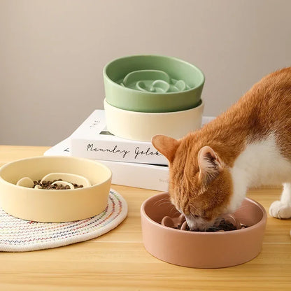 Ceramic Cat or Dog Bowl. Small and Medium-Sized Dogs. Slow Feeding, Anti-Choke Slow Food Bowl. Anti-Tumble