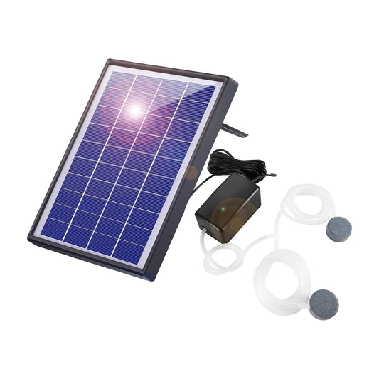 6W Solar Oxygen Pump For Fish Tank. Oxygenator, Oxygen Aerator, Air Pump  with Pipe 2 Air Bubble Stones
