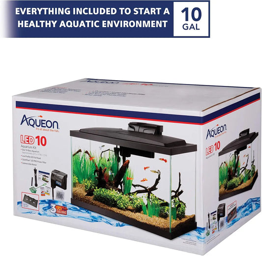 10 Gallon Fish Tank Starter Kit with LED Light, Filter, Heater & Accessories for Beginners