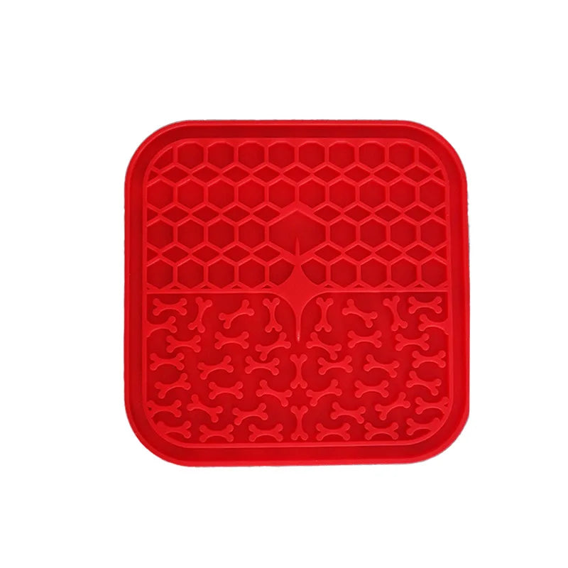 Silicone Pet Licking Mat. Cat Anti-choking With Slow Food Bowl. Puppy Bath Distracted Licking Plate.