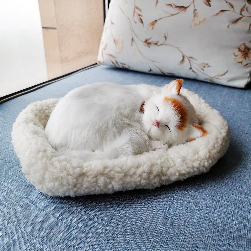 Breathing Cat Simulation. Plush Sleeping Cat or Dog Home Decoration Ornament. Photography Props Crafts