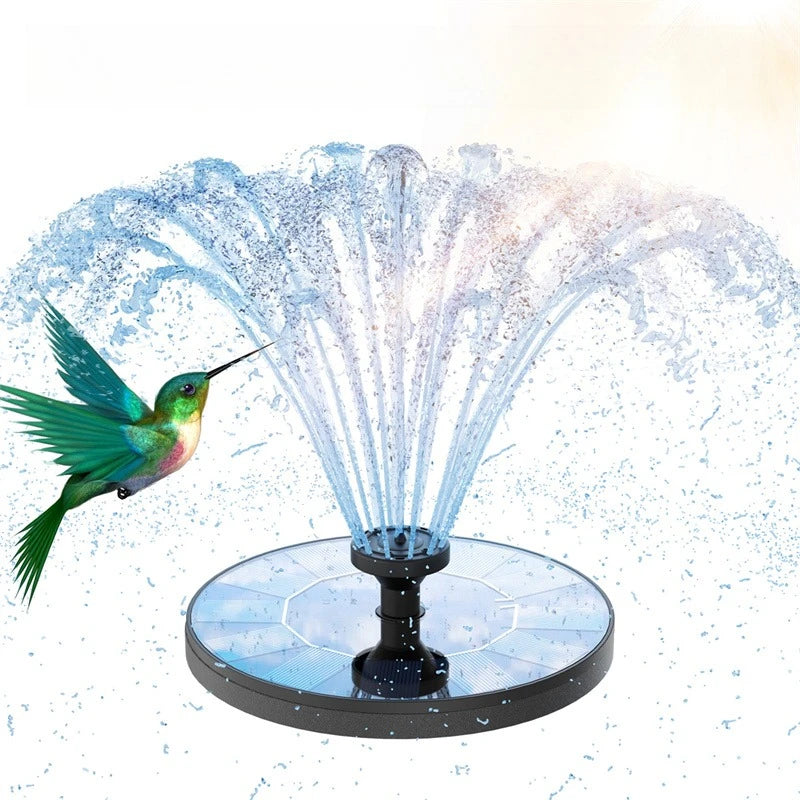 New 1W/1.5W/2.5W/3.5W Outdoor Solar Fountain, Water Pump Bird Bath Fountain with 6 Nozzles Suitable for Courtyard Garden Pools