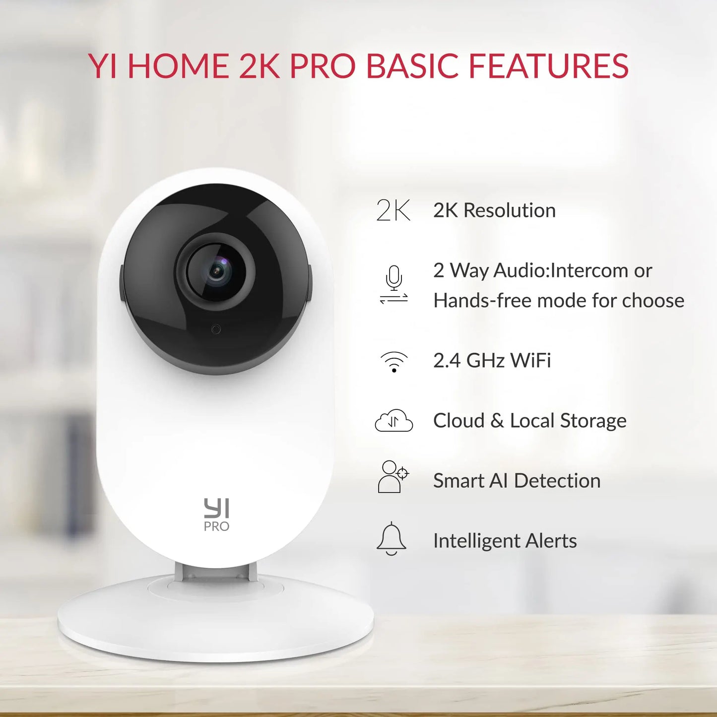 YI 2K 3MP Wifi Home Camera. 1/ 2/ 4pcs Smart Video Cams With Motion Detection, IP Security Protection. Mini Pet Cam