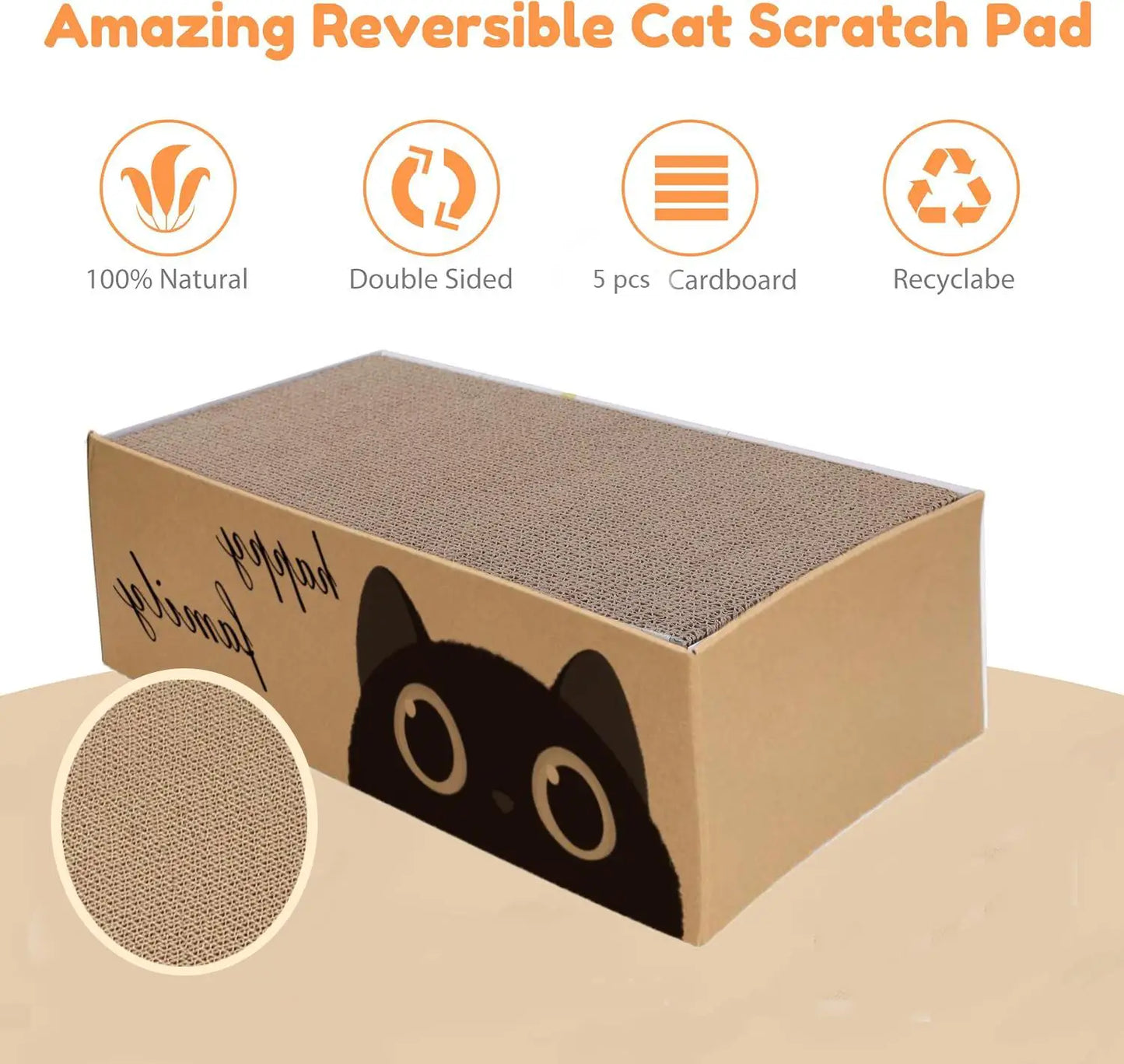 Durable Cardboard Cat Scratching Pad with Cat Bed Combo. Non-Shedding ,All-Season Pet Bed, Toy for Cats, Essential Pet Supplies