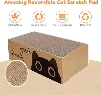 Durable Cardboard Cat Scratching Pad with Cat Bed Combo. Non-Shedding ,All-Season Pet Bed, Toy for Cats, Essential Pet Supplies