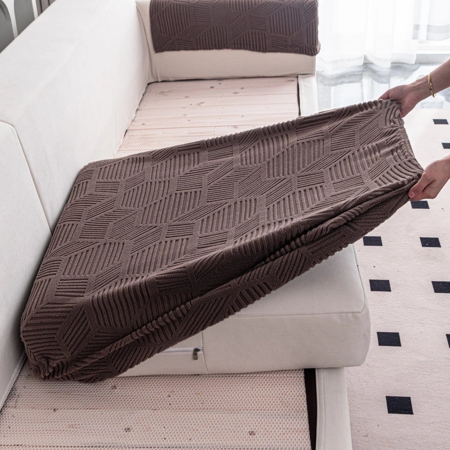 1Piece Universal Stretch Sofa Cover. Cushion Cover, For Living Room. Pet Friendly