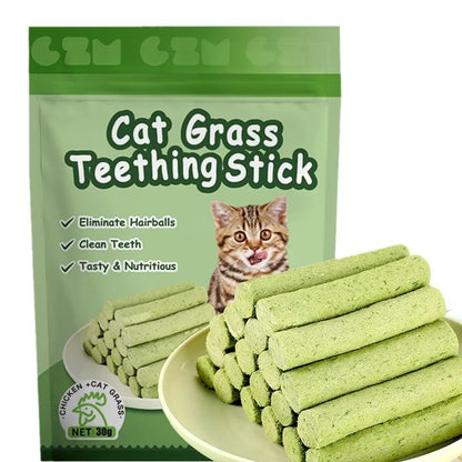 Cat Grass Stick Treats. Hairball Remover, Digestive Supplement for Cats. Mild Hair Removal Catnip Snack. Bite Resistant Chews
