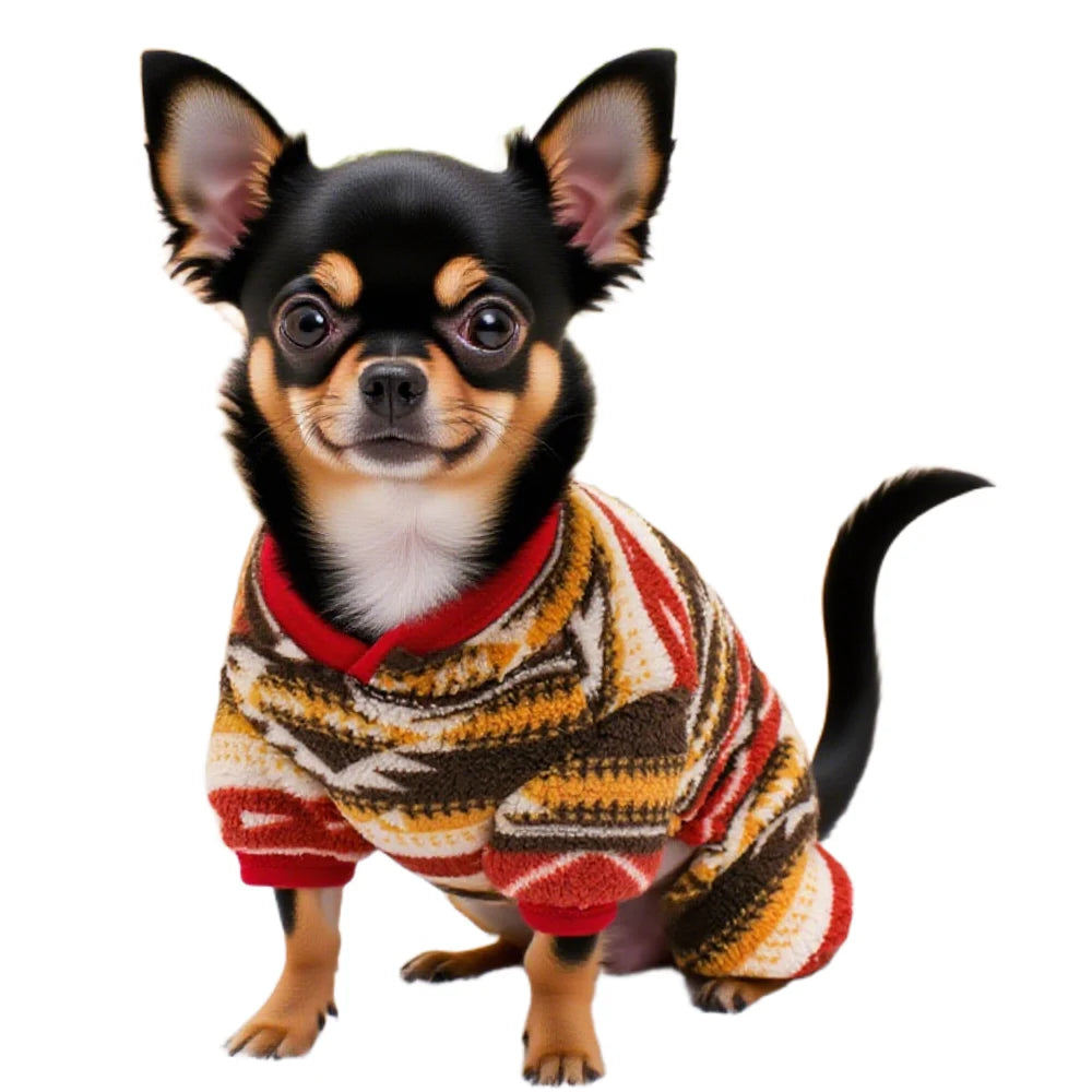 Dog Christmas Outfit, Holiday Pet Clothes for Small Dogs. Boy/Girl, Festive Pajamas with Feet, Puppy Onesie