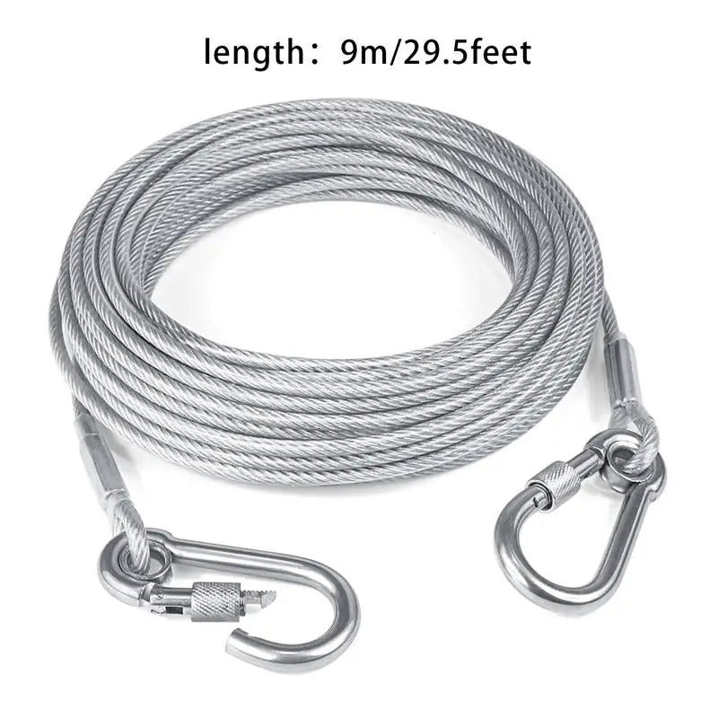 Double-headed Dog Tie. Outside Cable Leash , traction rope with metal buckle, steel wire anti-rust training collar,Outdoor Dogs Strap
