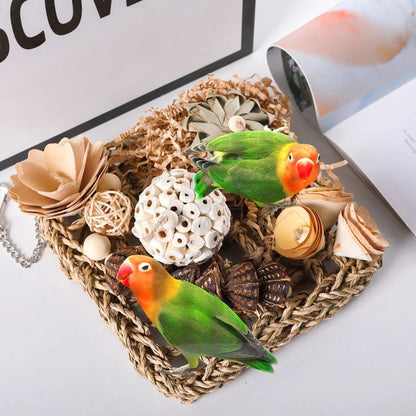 Bird Toys. Bird Foraging Grass Mat Climbing Wall For Parakeet, Parrot, Cockatiel, Conure, Lovebird