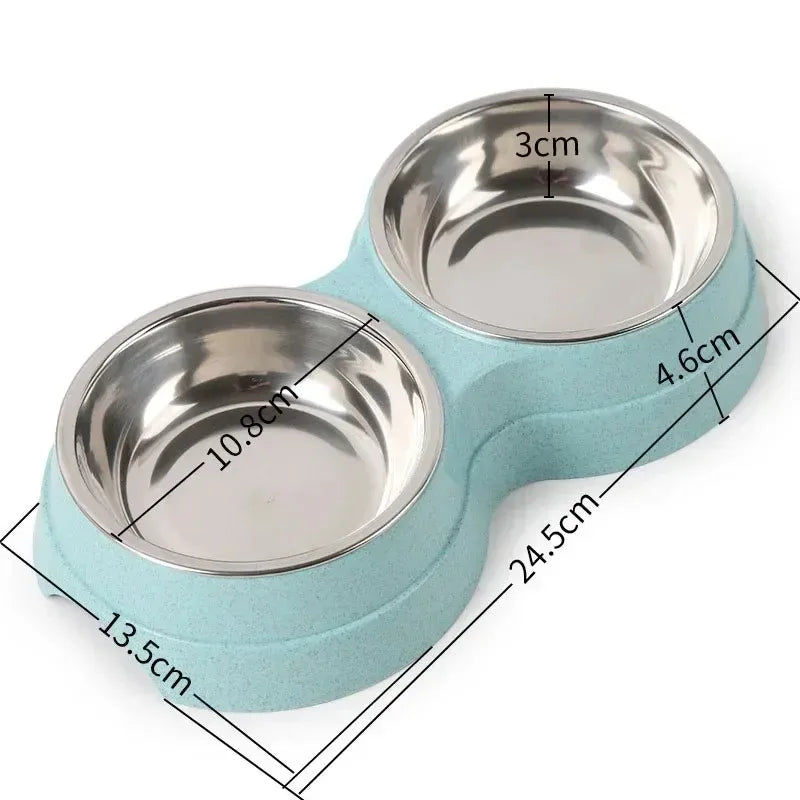 Stainless Steel Double Pet Bowls. Dog Food And Water Feeder Dish. Cat& Puppy Feeding Supplies. Small Dog