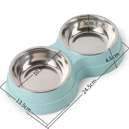 Stainless Steel Double Pet Bowls. Dog Food And Water Feeder Dish. Cat& Puppy Feeding Supplies. Small Dog