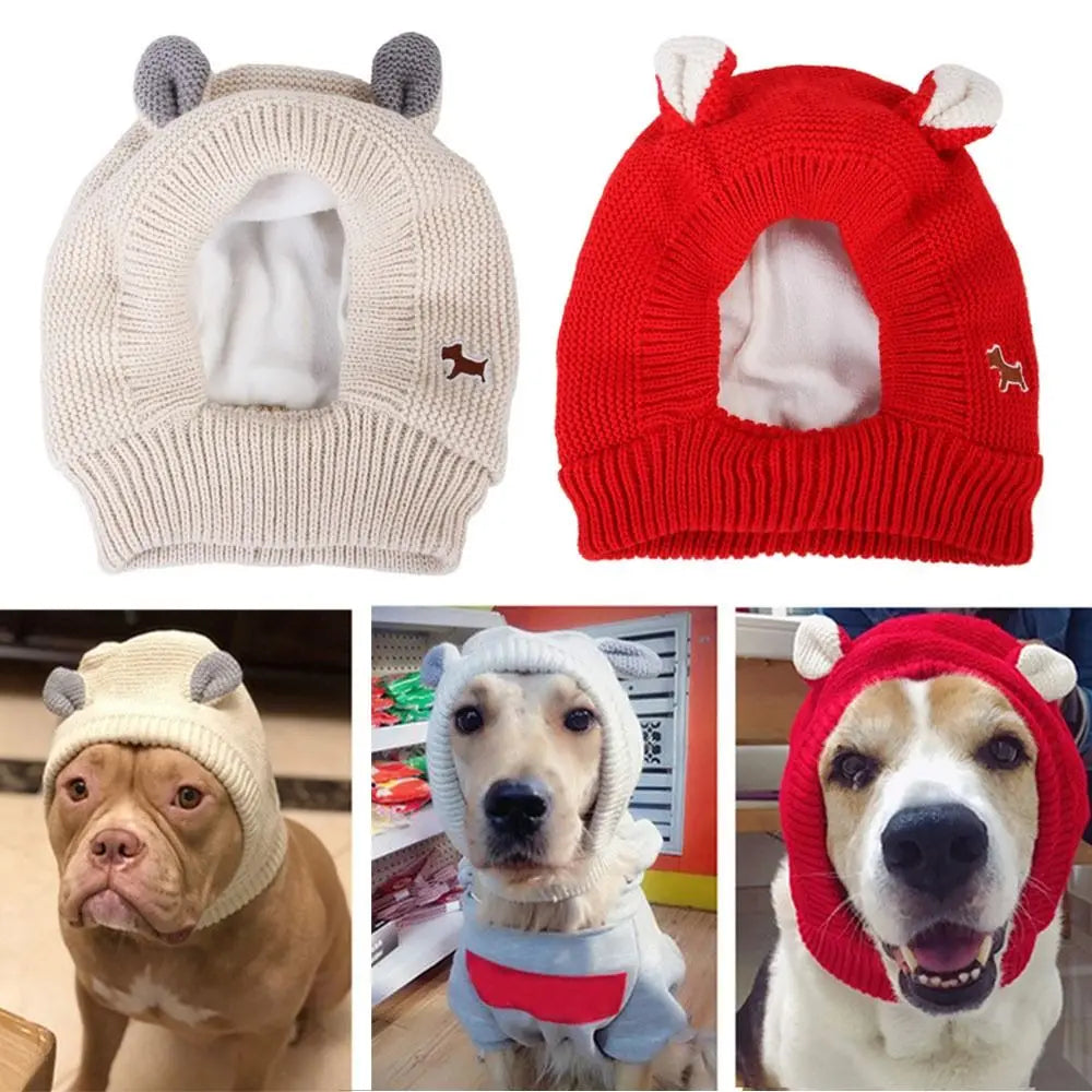 Quiet Dog Ear Muffs. Noise Protection. Pet Ear Covers. Knitted Hat. Anxiety Relief, Winter Warm Earmuffs For Medium Large Dogs. New
