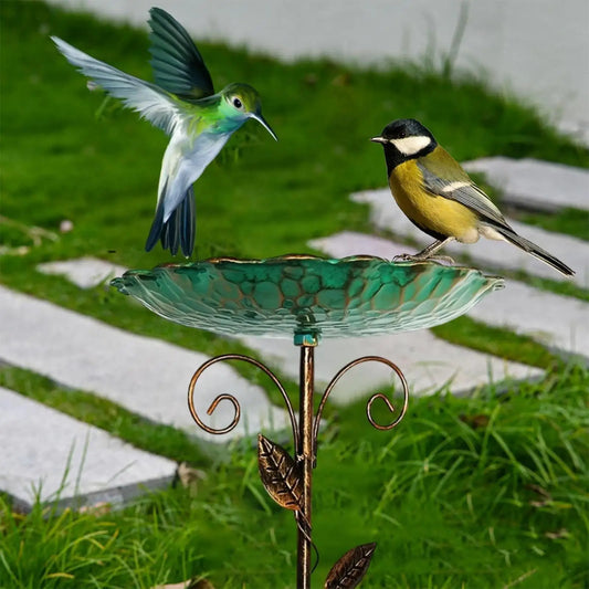 Birdbaths for Outdoors. Garden Standing Metal Bird Feeder Bowl. Height Adjustable, Winterproof. Decorations for Yard