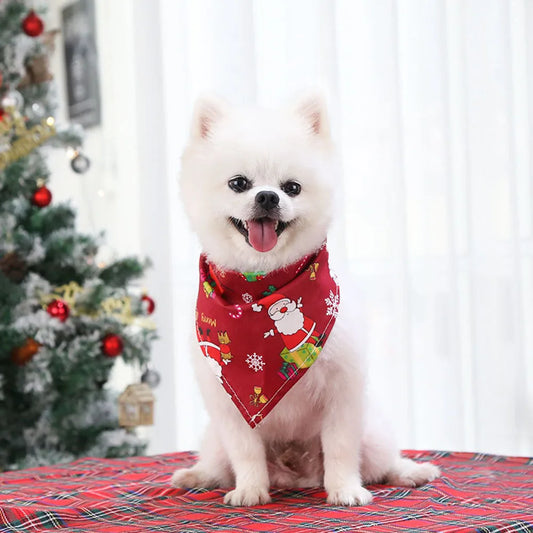 Christmas Dog Bandanas. Christmas Tree and Santa Claus Dog Scarf for Boys and Girls Holiday Bandana for Cats & Dogs