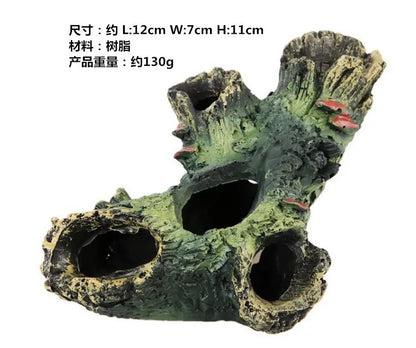 Aquarium Hollow Log Decor Multifunction Resin Fish Hiding Cave. Non-toxic for Fish Tank
