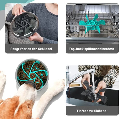 Pet Feeder, Plugin. Powerful Suction Cup, Slow Food, Anti Choking Bowl. Convenient, Easy Clean, Extended Dogs Eating Time.