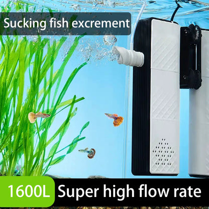 Silent Fish Tank Filters Water Purification Cycle. Three-In-One Built-In Small Aquarium Filtration System Oxygen Pump 25W