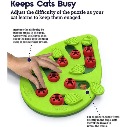 Cat Puzzle Treat Toy. Made of High quality Non toxic Plastic with Playful and Interactive Style. Adjustable Difficulty. Mental