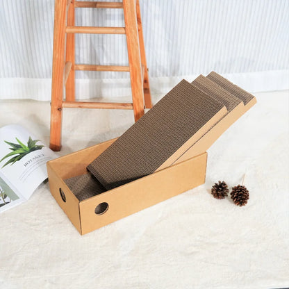 4 Pack 1 Cat Scratching Post Cardboard Box for Indoor Cats, Cat Scratching Mat for Cats & Kittens
