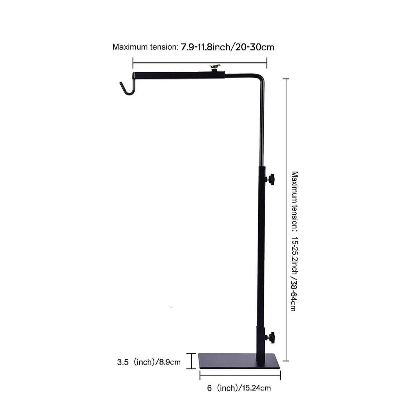 Adjustable reptile light stand, 15-25 inches, suitable for pet reptiles, amphibian aquariums, and plant lighting.