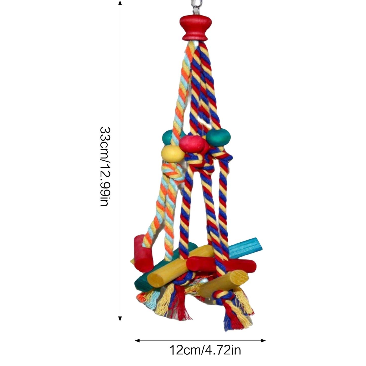 Cage Hanging . Bird Climbing, Chewing Toys. Multicolored Natural Wooden Bird Chewing Toys for Conure, Cockatiel, Budgies and others.