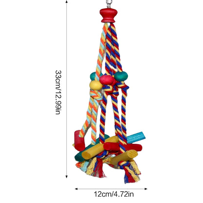 Cage Hanging . Bird Climbing, Chewing Toys. Multicolored Natural Wooden Bird Chewing Toys for Conure, Cockatiel, Budgies and others.
