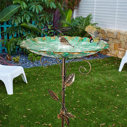 Bird Baths for Outdoor Patio. Birdfeeder with Metal Standing. Birdbath Bowl. Frost-proof, Height Adjustable for Backyard/Deck