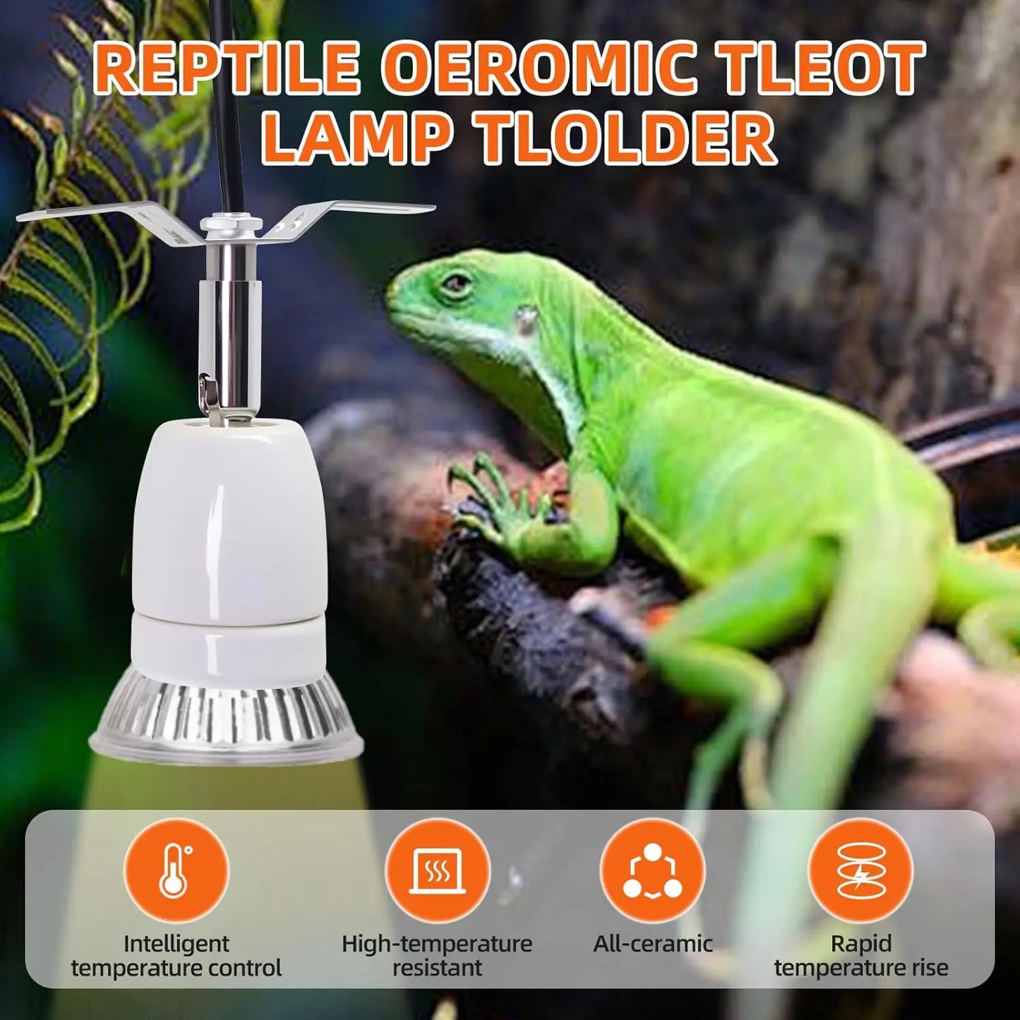Reptile Heat Lamp Holder. Heating Lamp with Temperature Controller. Ceramic Bracket for E27 Bulb