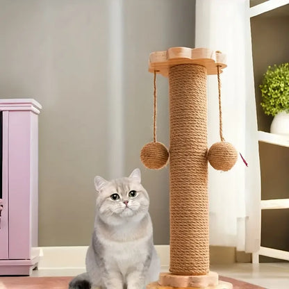 1pc, high-quality cat scratch board with rotating platform - wooden fiber chew toy, durable and non shedding cat tree stand, vertical