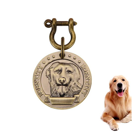 VIP Customizable Engraved Pet ID Tag for Dog/Cat. Bronze Nameplate Tags Personalized,  Address Number Dogs Collar ID Pendant