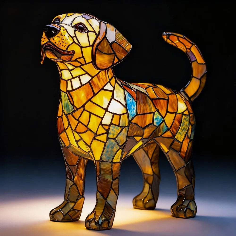 LED Night Light Glowing Dog. Series Artistic Animal Statue. French Bulldog, Labrador Retriever, Golden Retriever. Resin Ornaments