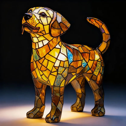 LED Night Light Glowing Dog. Series Artistic Animal Statue. French Bulldog, Labrador Retriever, Golden Retriever. Resin Ornaments