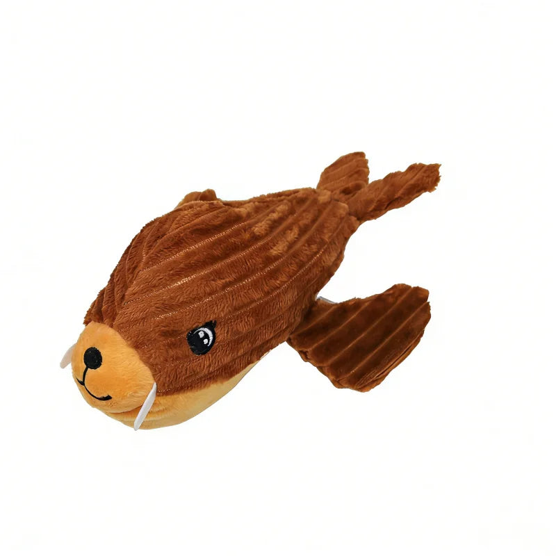 Cute Animal Safe Dog Touch Toys. Resistant Marine Animals. Indestructible Plush Tooth Chew. Dog Play Toy With Squeake.r