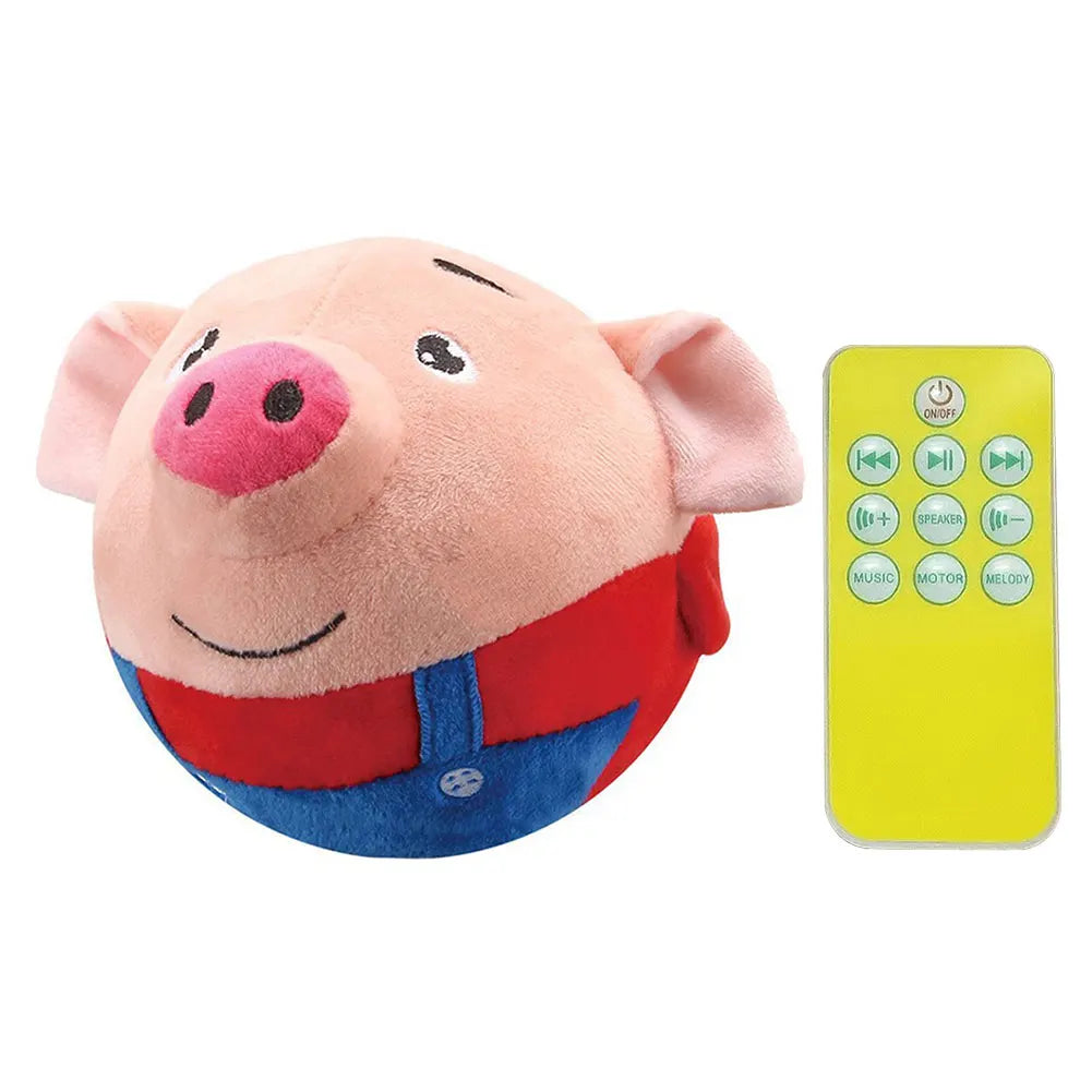 Cartoon Pig, Active Moving Pet Plush Toy. USB Rechargeable. Talking, Moving Dog Ball Toy. Bouncing Balls for Dogs/Cats