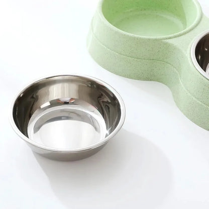 Stainless Steel Double Pet Bowls. Dog Food And Water Feeder Dish. Cat& Puppy Feeding Supplies. Small Dog
