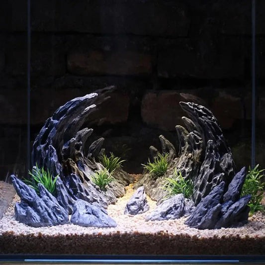 Resin Aquarium Decoration. For Fish Tanks. Simulated Canyon Ornament Acuario Rocks. Fish Decor 2pcs
