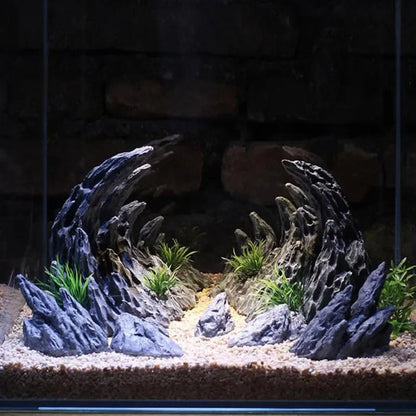 Resin Aquarium Decoration. For Fish Tanks. Simulated Canyon Ornament Acuario Rocks. Fish Decor 2pcs