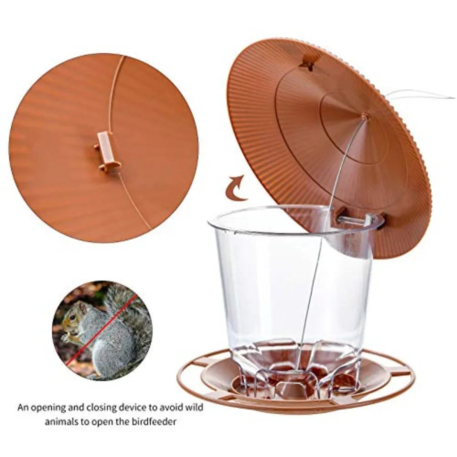 【Spot goods】Bird Feeder Outdoor Hanging for Wild Bird Seed, Brown