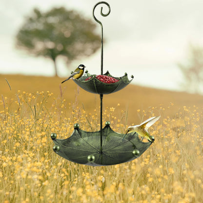 1Pc Antique Umbrella-Shaped Bird Feeder - Outdoor Hanging Bird Bath and Food Bowl, Suitable for Outdoor Gardens, Patios, Backyards, Bird Feeding, Attracting Wildlife