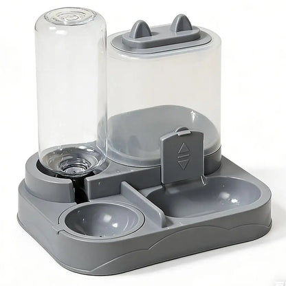 Pet Feeder. Dual Food Bowl All-in-One, Automatic Food/Water Dispenser. Large Capacity Food Storage Dispenser.